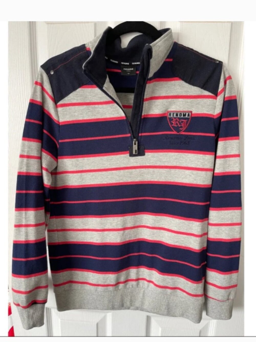 Renoma Paris Vintage Rugby Striped 1/4 Zip Sweater Men Small Youth 160 Preppy